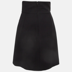 Pre Owned Dolce & Gabbana Black Applique Gabardine Button Detail Mini Skirt XS