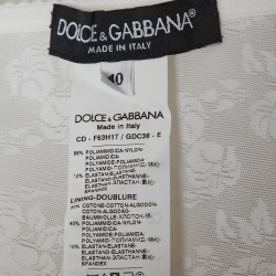 Pre Owned Dolce & Gabbana White Floral Lace and Satin Midi Corset Dress S
