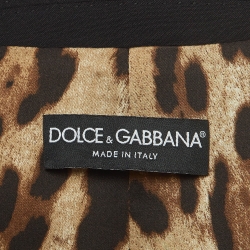 Dolce & Gabbana Black Gabardine Double-Breasted Pleated Blazer S