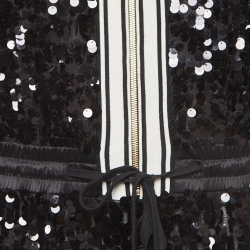 Dolce & Gabbana Black Sequin and Mesh Hooded Jumpsuit S
