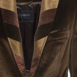 Pre Owned Dolce & Gabbana Brown Satin Trim Velvet Blazer M