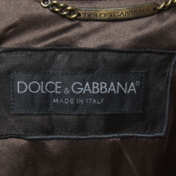 Pre Owned Dolce & Gabbana Brown Satin Trim Velvet Blazer M