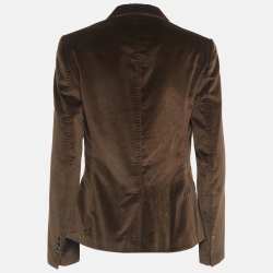 Pre Owned Dolce & Gabbana Brown Satin Trim Velvet Blazer M