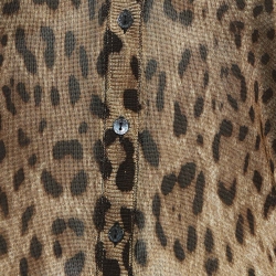 Pre Owned Dolce & Gabbana Brown Leopard Print Jersey Buttoned Cardigan S