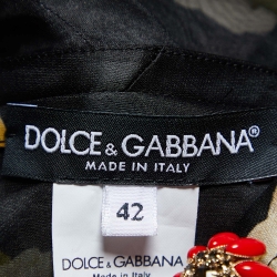 Pre Owned Dolce & Gabbana Black Gelato Print Silk Organza Midi Dress M