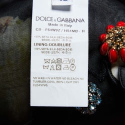 Pre Owned Dolce & Gabbana Black Gelato Print Silk Organza Midi Dress M