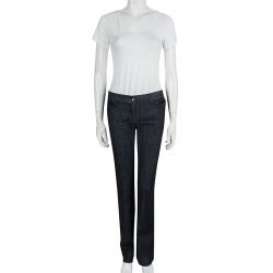 Pre Owned بنطلون جينز دولتشي أند غابانا دينيم أزرق داكن جزء ساتان S