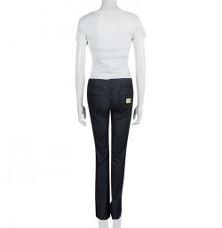 Pre Owned بنطلون جينز دولتشي أند غابانا دينيم أزرق داكن جزء ساتان S