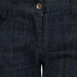 Pre Owned بنطلون جينز دولتشي أند غابانا دينيم أزرق داكن جزء ساتان S