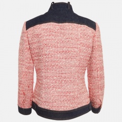 مملوكة مسبقًا Dolce & Gabbana Vintage Pink Tweed and Denim Trim Jacket M