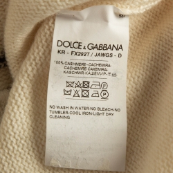 Pre Owned Dolce & Gabbana Off-White Intarsia Patterned Cashmere Knit Sweater M