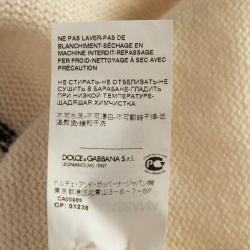 Pre Owned Dolce & Gabbana Off-White Intarsia Patterned Cashmere Knit Sweater M