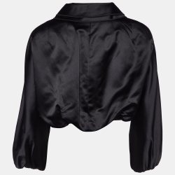 Pre Owned Dolce & Gabbana Black Silk Satin Cropped Jacket M