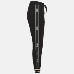 Pre Owned Dolce & Gabbana Black Side Stripe Knit Joggers S