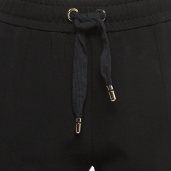 Pre Owned Dolce & Gabbana Black Side Stripe Knit Joggers S