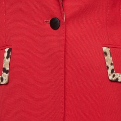 مملوكة مسبقًا Dolce & Gabbana Red Leopard Trim Wool Blend Blazer S