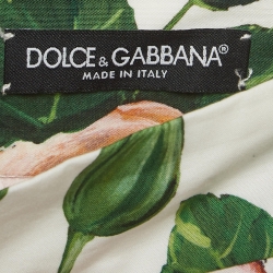 Pre Owned Dolce & Gabbana White Rose Print Cotton Flared Mini Skirt XS