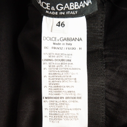 Pre Owned Dolce & Gabbana Black Sunflower Print Silk Crystal Belt Long Dress L