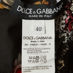 Dolce & Gabbana Black Printed Cotton Smocked Waist Jumpsuit S