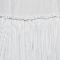 Pre Owned Dolce & Gabbana White Poplin Tiered Midi Skirt S