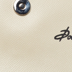 Pre Owned Dolce & Gabbana Cream Leather Medium Hydrangea Crystals Sicily Top Handle Bag