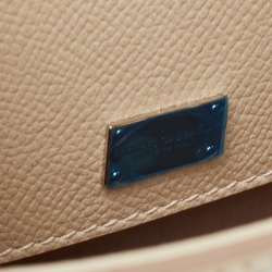Pre Owned Dolce & Gabbana Cream Leather Medium Hydrangea Crystals Sicily Top Handle Bag