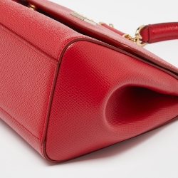 Pre Owned Dolce & Gabbana Red Leather Small Miss Sicily Top Handle Bag