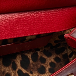 Pre Owned Dolce & Gabbana Red Leather Small Miss Sicily Top Handle Bag