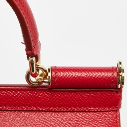 Pre Owned Dolce & Gabbana Red Leather Small Miss Sicily Top Handle Bag