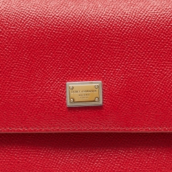 Pre Owned Dolce & Gabbana Red Leather Small Miss Sicily Top Handle Bag