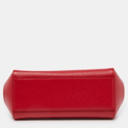 Pre Owned Dolce & Gabbana Red Leather Small Miss Sicily Top Handle Bag