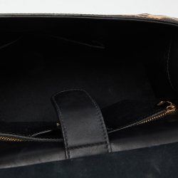 Pre Owned Dolce & Gabbana Black/Brown Leopard Print Coated Canvas and Leather Medium Miss Sicily Top Handle Bag