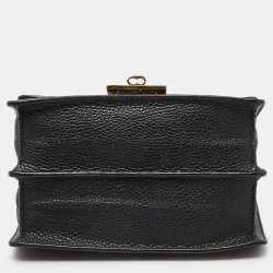 Pre Owned Dolce & Gabbana Black Leather Small Rosalia Shoulder Bag