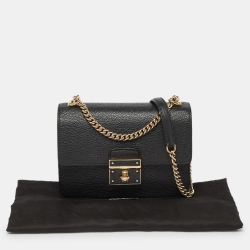 Pre Owned Dolce & Gabbana Black Leather Small Rosalia Shoulder Bag