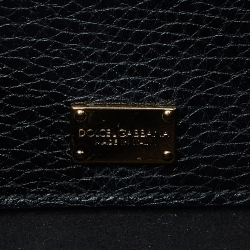 Pre Owned Dolce & Gabbana Black Leather Small Rosalia Shoulder Bag