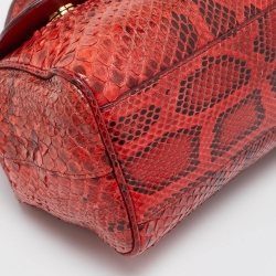 Pre Owned Dolce & Gabbana Red Python Medium Miss Sicily Top Handle Bag