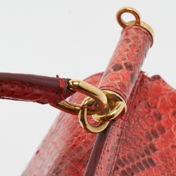 Pre Owned Dolce & Gabbana Red Python Medium Miss Sicily Top Handle Bag