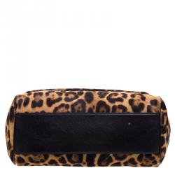 مملوكة مسبقًا Dolce and Gabbana Leopard Print Calfhair Large Miss Sicily Top Handle Bag