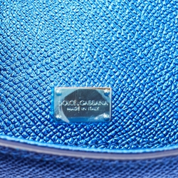 Pre Owned Dolce & Gabbana Metallic Blue Leather Medium Miss Sicily Top Handle Bag