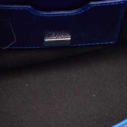 Pre Owned Dolce & Gabbana Metallic Blue Leather Medium Miss Sicily Top Handle Bag