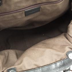 Pre Owned Dolce and Gabbana Black Leopard Print Fabric and Leather Satchel