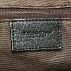 Pre Owned Dolce and Gabbana Black Leopard Print Fabric and Leather Satchel