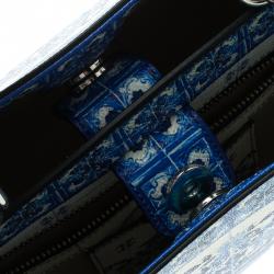 Pre Owned حقيبة يد دولتشي أند غابانا ميس سيلي شوبر جلد طباعة زهور زرقاء