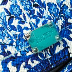 Pre Owned حقيبة يد دولتشي أند غابانا ميس سيلي شوبر جلد طباعة زهور زرقاء