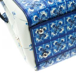 Pre Owned حقيبة يد دولتشي أند غابانا ميس سيلي شوبر جلد طباعة زهور زرقاء