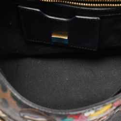Pre Owned Dolce & Gabbana Black/Brown Coated Canvas Medium DG Family Miss Sicily Top Handle Bag