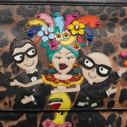 Pre Owned Dolce & Gabbana Black/Brown Coated Canvas Medium DG Family Miss Sicily Top Handle Bag