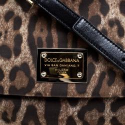 Pre Owned Dolce and Gabbana Leopard Print  Fabric Medium Miss Sicily Top Handle Bag