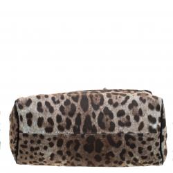 Pre Owned Dolce and Gabbana Leopard Print  Fabric Medium Miss Sicily Top Handle Bag