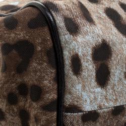 Pre Owned Dolce and Gabbana Leopard Print  Fabric Medium Miss Sicily Top Handle Bag